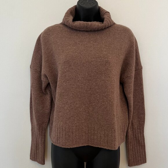 H by Halston Cashmere and Merino Wool Blend Taupe Turtleneck Sweater, Size Small - Picture 1 of 10